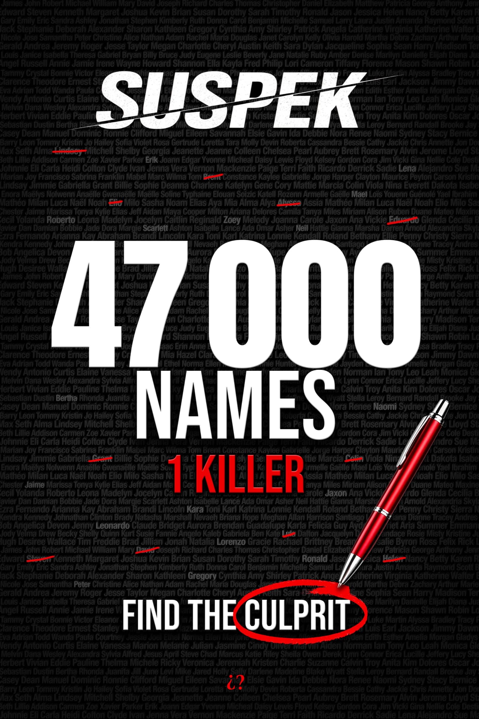SUSPEK · 47,000 names. One killer.